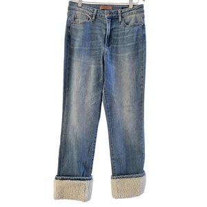 Judy Blue Los Angeles Blue Straight leg jeans size 9 29 Sherpa Cuff stretch